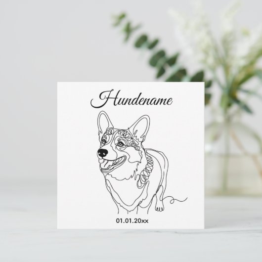 Corgi Line Art personalized dog (スタンド正面)