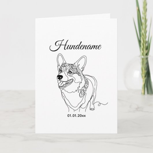 Corgi Line Art personalized dog カード (正面)