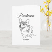 Corgi Line Art personalized dog カード (黄色い花)