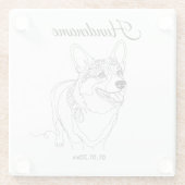 Corgi Line Art personalized dog ガラスコースター (裏面)