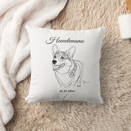 Corgi Line Art personalized dog クッション (ブランケット)
