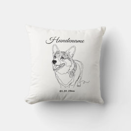 Corgi Line Art personalized dog クッション