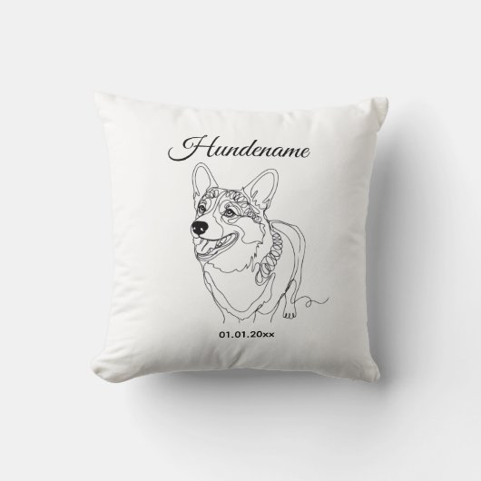 Corgi Line Art personalized dog クッション (正面)
