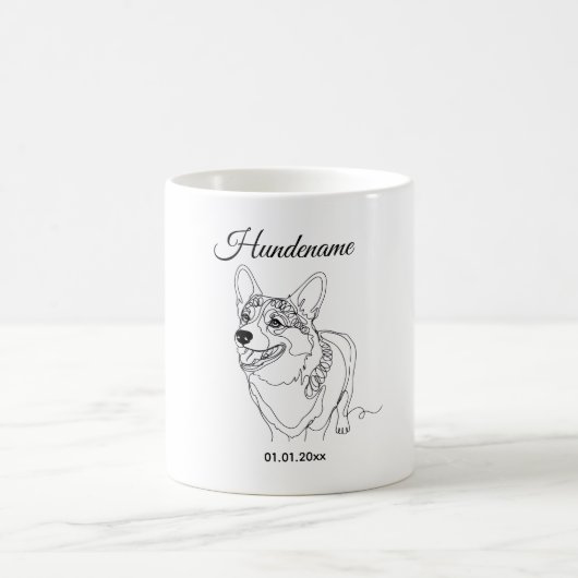 Corgi Line Art personalized dog コーヒーマグカップ (中央)