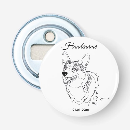 Corgi Line Art personalized dog 栓抜き (正面)