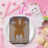 Corgi looking out window ペーパープレート (パーティー)