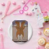 Corgi looking out window ペーパープレート (パーティー)