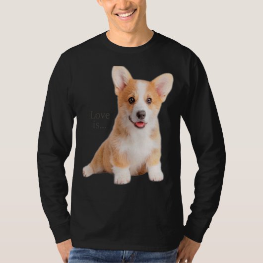 Corgi Loveは犬の母パパ子犬ペット女性男子供 Tシャツ (正面)