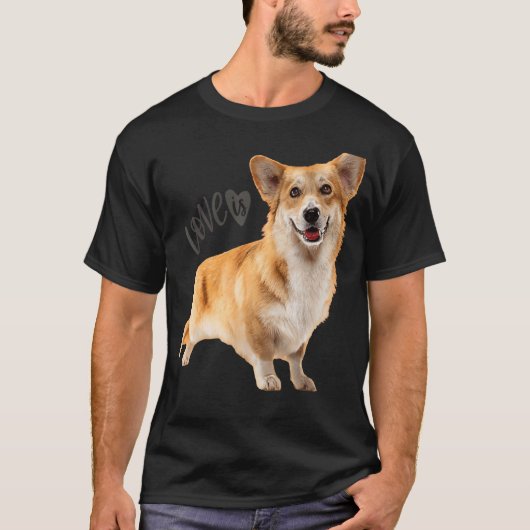 Corgi Loveは犬の母パパ子犬ペット女性男子供 Tシャツ (正面)
