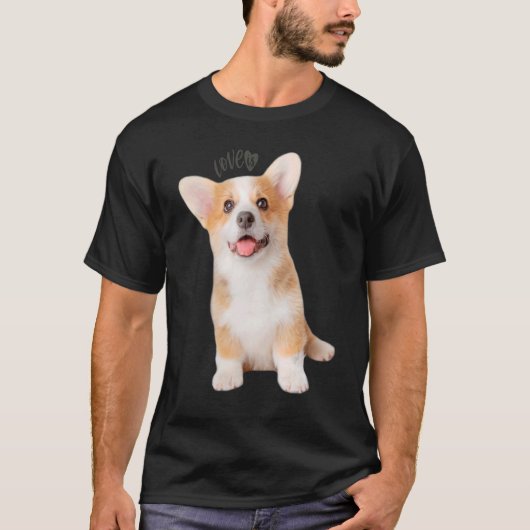 Corgi Loveは犬の母パパ子犬ペット女性男子供 Tシャツ (正面)
