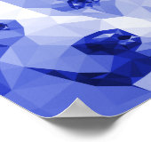 Corgi Low Poly Art in Blue ポスター (角)