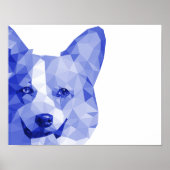 Corgi Low Poly Art in Blue ポスター (正面)