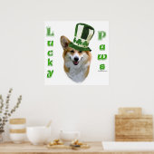 Corgi Lucky Paws; Corgi St Patrick's Day gift ポスター (キッチン)