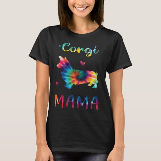 Corgi Mama Tie Dye Dog Mom Mothers Day Tシャツ (正面)