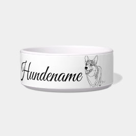 Corgi Minimalist Line Art personalized food bowl ボウル