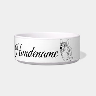 Corgi Minimalist Line Art personalized food bowl ボウル