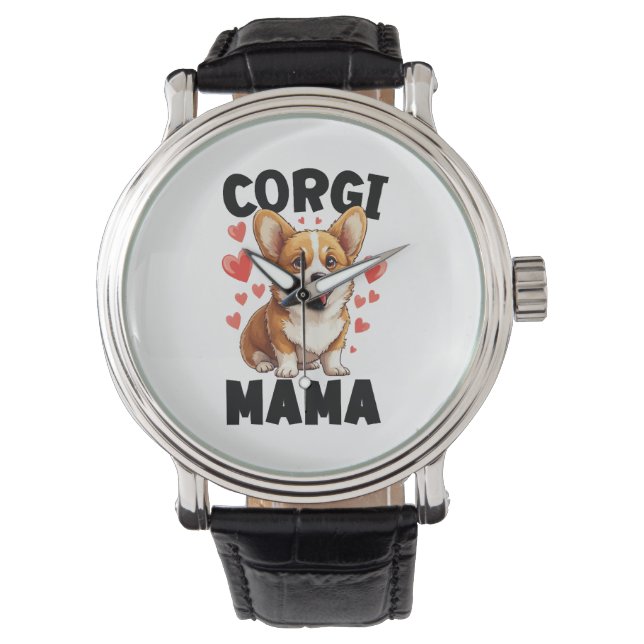 Corgi Mom - Cute Corgi Mama 腕時計 (正面)