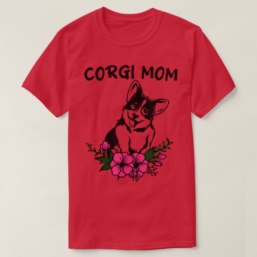 Corgi Mom Dog Mothersかわいい春フローラ花F Tシャツ (デザイン正面)