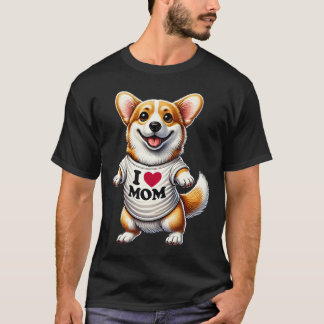 Corgi Mom I Love Mom Corgi Lover Tシャツ