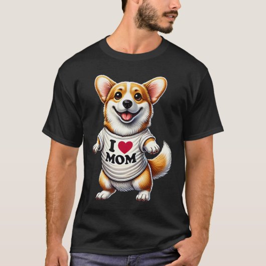 Corgi Mom I Love Mom Corgi Lover Tシャツ (正面)