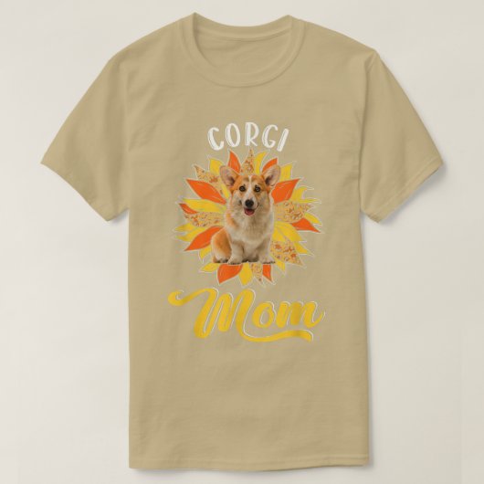 Corgi Mom Leopard Sunflower Dog Lover Happy Mother Tシャツ (デザイン正面)