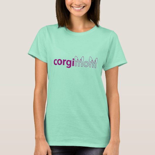 Corgi Mom Womens Ringer Tee Tシャツ (正面)