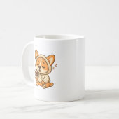 corgi mug, corgi float mug, corgi with summer コーヒーマグカップ (正面左)