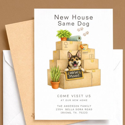 Corgi New House Moving Announcement Card 招待状