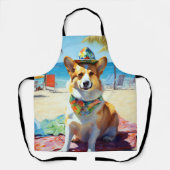 Corgi onビーチ、愛犬家の夏の贈り物 エプロン (正面)
