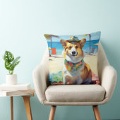 Corgi onビーチ、愛犬家の夏の贈り物 クッション (椅子)