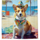 Corgi onビーチ、愛犬家の夏の贈り物 シャワーカーテン (正面)