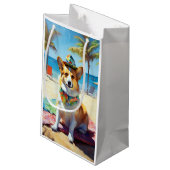 Corgi onビーチ、愛犬家の夏の贈り物 スモールペーパーバッグ (裏面アングル)