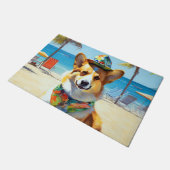 Corgi onビーチ、愛犬家の夏の贈り物 ドアマット (アングル)