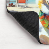 Corgi onビーチ、愛犬家の夏の贈り物 マウスパッド (コーナー)