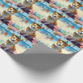 Corgi onビーチ、愛犬家の夏の贈り物 ラッピングペーパー (角)