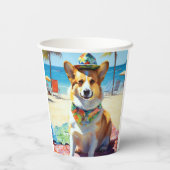Corgi onビーチ、愛犬家の夏の贈り物 紙コップ (裏面)