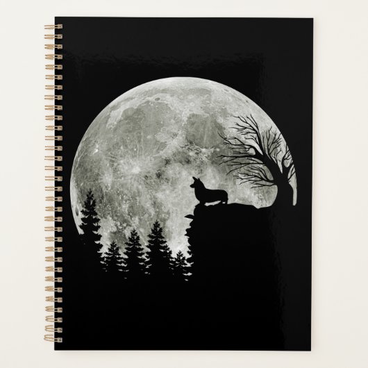 Corgi On Mountain Blood Moon Halloween Gifts プランナー手帳 (正面)