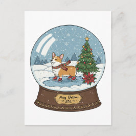 Corgi on Skatesクリスマスポストカード ポストカード