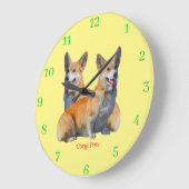 Corgi Pets ラージ壁時計 (傾斜)