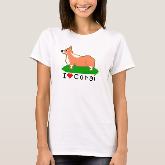 corgi (pixel art ) tシャツ (正面)