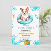 Corgi pool party Invite 招待状 (スタンド正面)
