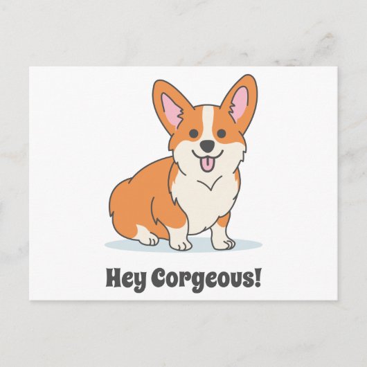 Corgi Puppy おもしろい - Hey Corgeous ポストカード (正面)