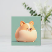 Corgi Puppy Art with Cute Chubby 3D Clay Flat Card (スタンド正面)