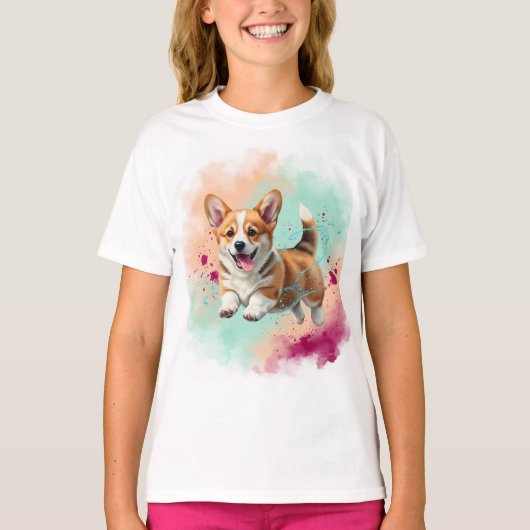 Corgi Puppy by Natasha Us Tシャツ (正面)