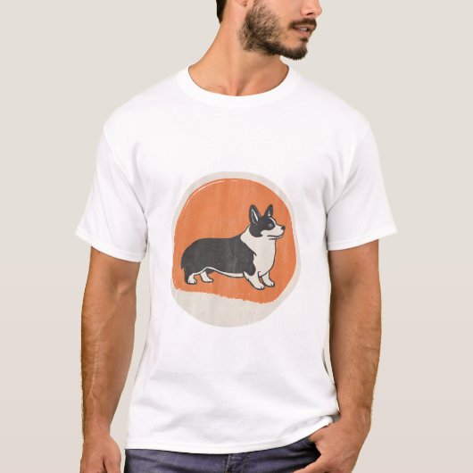 Corgi Retro Silhouette Badge Tee Tシャツ (正面)