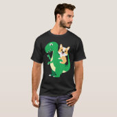 Corgi Riding Rex Cool Dinosaur Dino Dog Halloween Tシャツ (正面フル)