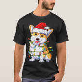 Corgi Santa Christmas Tree Lights Xmas Tシャツ (正面)