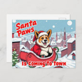 Corgi Santa Paws シーズンポストカード (正面/裏面)