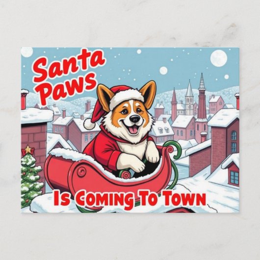 Corgi Santa Paws シーズンポストカード (正面)