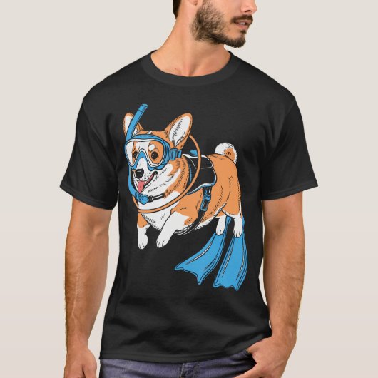 Corgi Scuba Diver Under Water Diving Scuba Divers Tシャツ (正面)